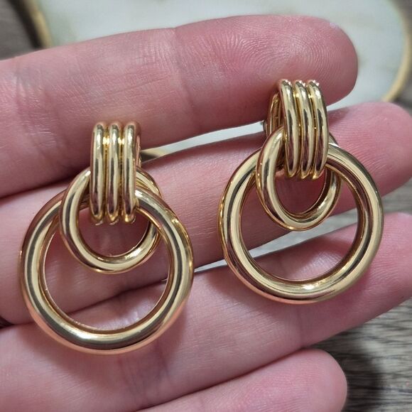 💲6️⃣ Bundled ✔️Gold-Tone Teardrop Shape Chainlink Hoop Wrap Earrings - Picture 5 of 10